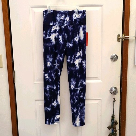 Dark Blue Tie Dye Print Leggings - Picture 3 of 7